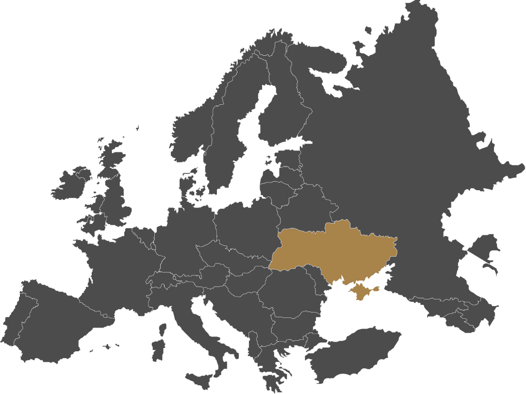 map Ukraine in Europe